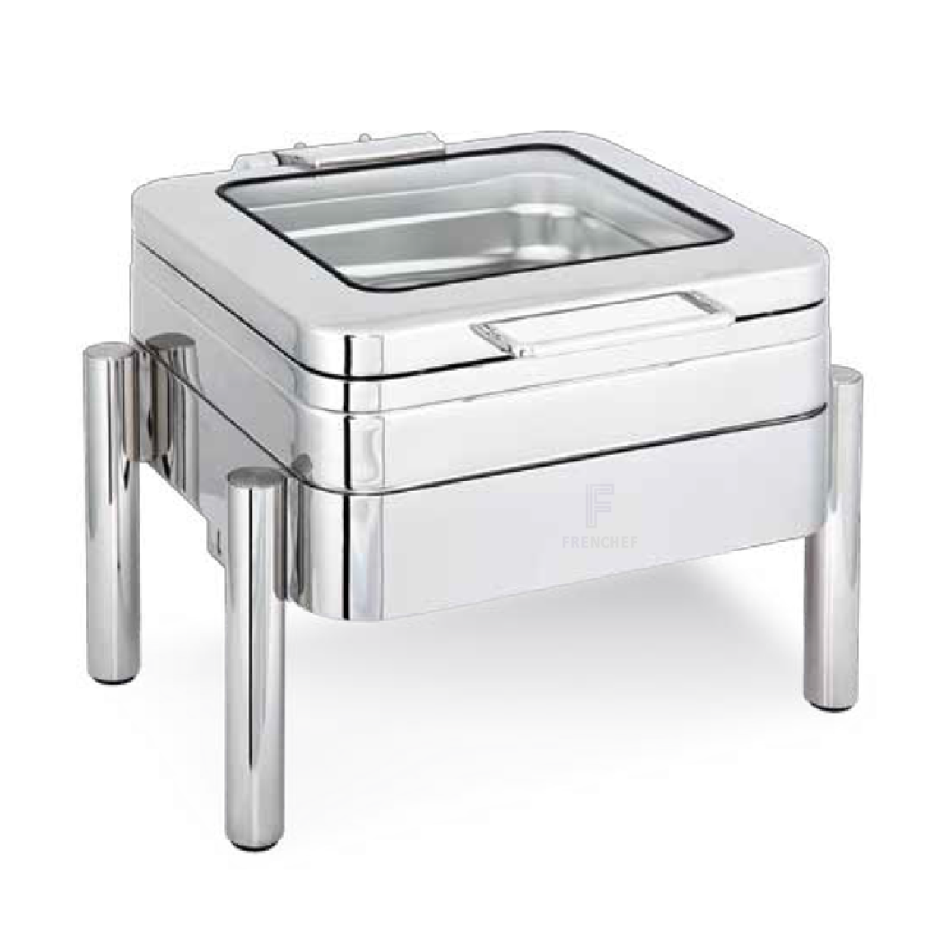 Rectangular Induction Chafing Dish with Glass Lid 1/2